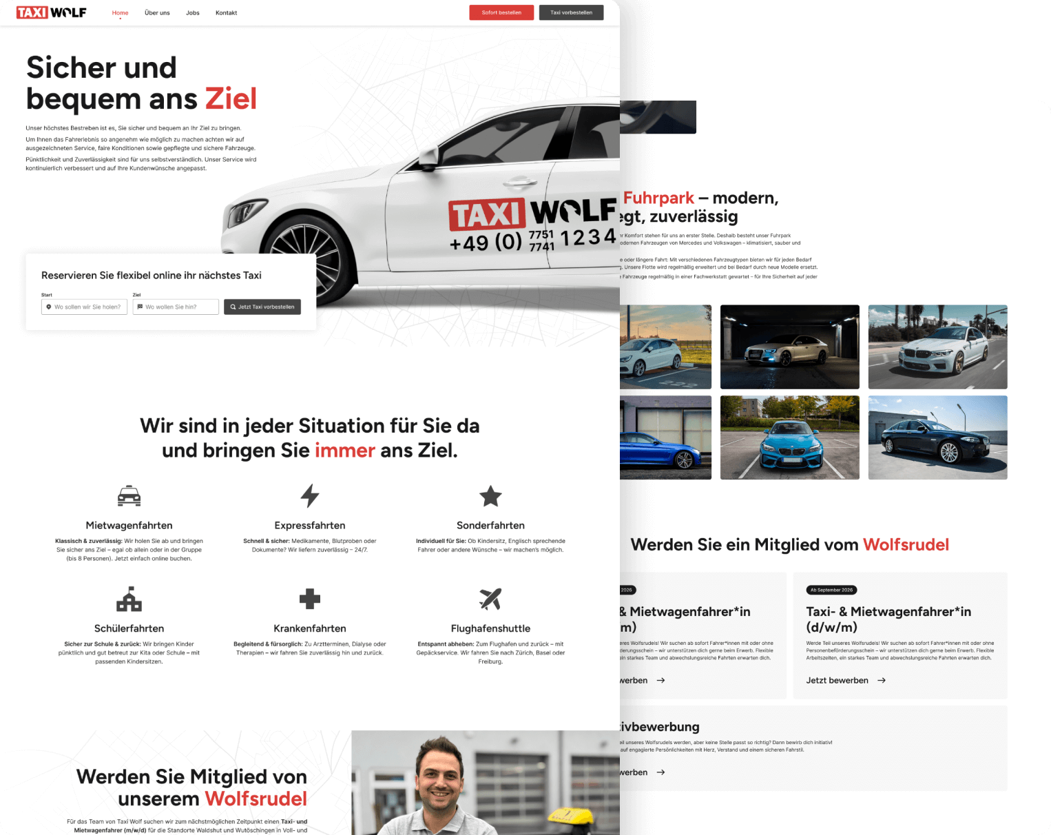 Modern taxi website redesign